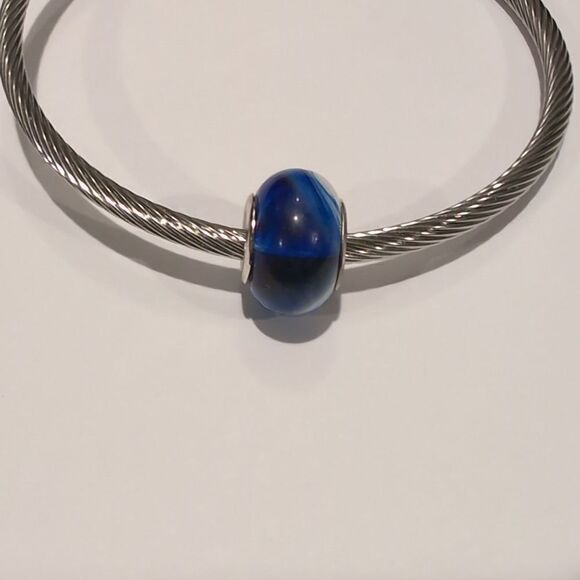 Pandora Silver Bracelet with Blue and White Charm - Picture 4 of 6